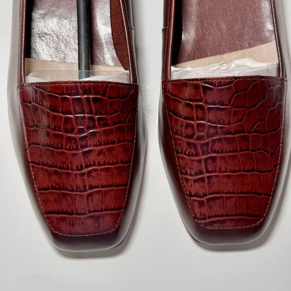 NWOT, Enzo Angiolini Leather Square Toe Loafers, size 8.5W, brown - Picture 5 of 7